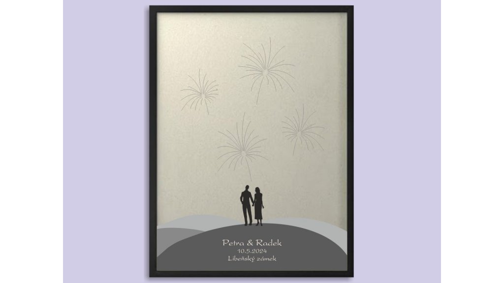 Svatební ohňostroj hostů se jmény 53 x 73 cm
