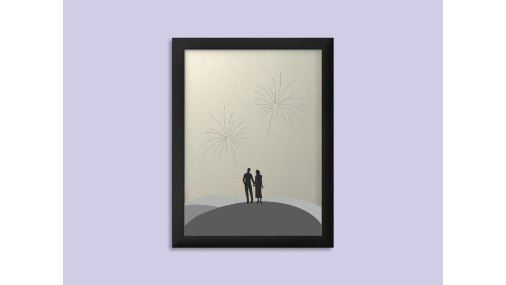 Svatební ohňostroj hostů v rámu 33 x 43 cm