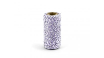 Barevný provázek z bavlny - fialový / bílý - 50 m