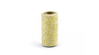 Barevný provázek z bavlny - žlutý / bílý - 50 m