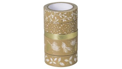Ozdobné lepicí pásky - 5 zlatých papírových washi pásek