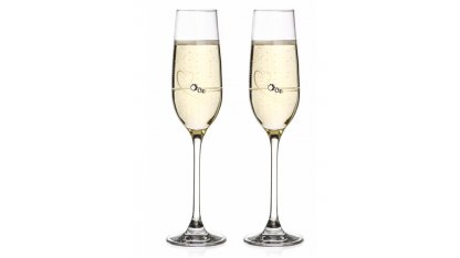 Skleničky na šampaňské s krystaly Swarovski s gravírováním - 2 ks