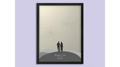 Svatební ohňostroj hostů se jmény  v rámu 43 x 53 cm