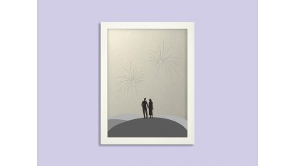 Svatební ohňostroj hostů v bílém rámu 33 x 43 cm