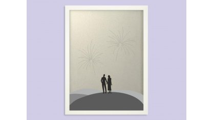 Svatební ohňostroj hostů v bílém rámu 43 x 53 cm