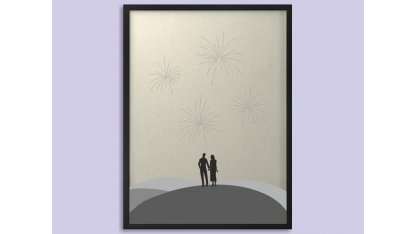 Svatební ohňostroj hostů v rámu 53 x 73 cm