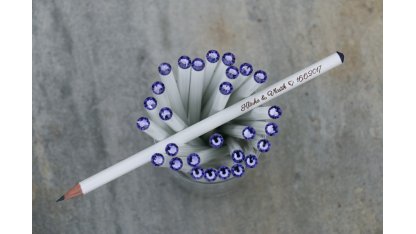 Svatební tužky se jmény s fialovým krystalem Swarovski