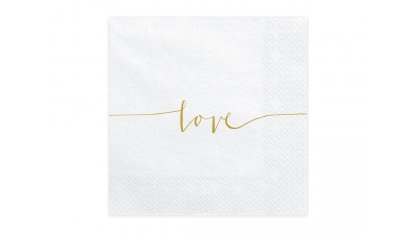 Svatební ubrousky Premium - se zlatým Love 2