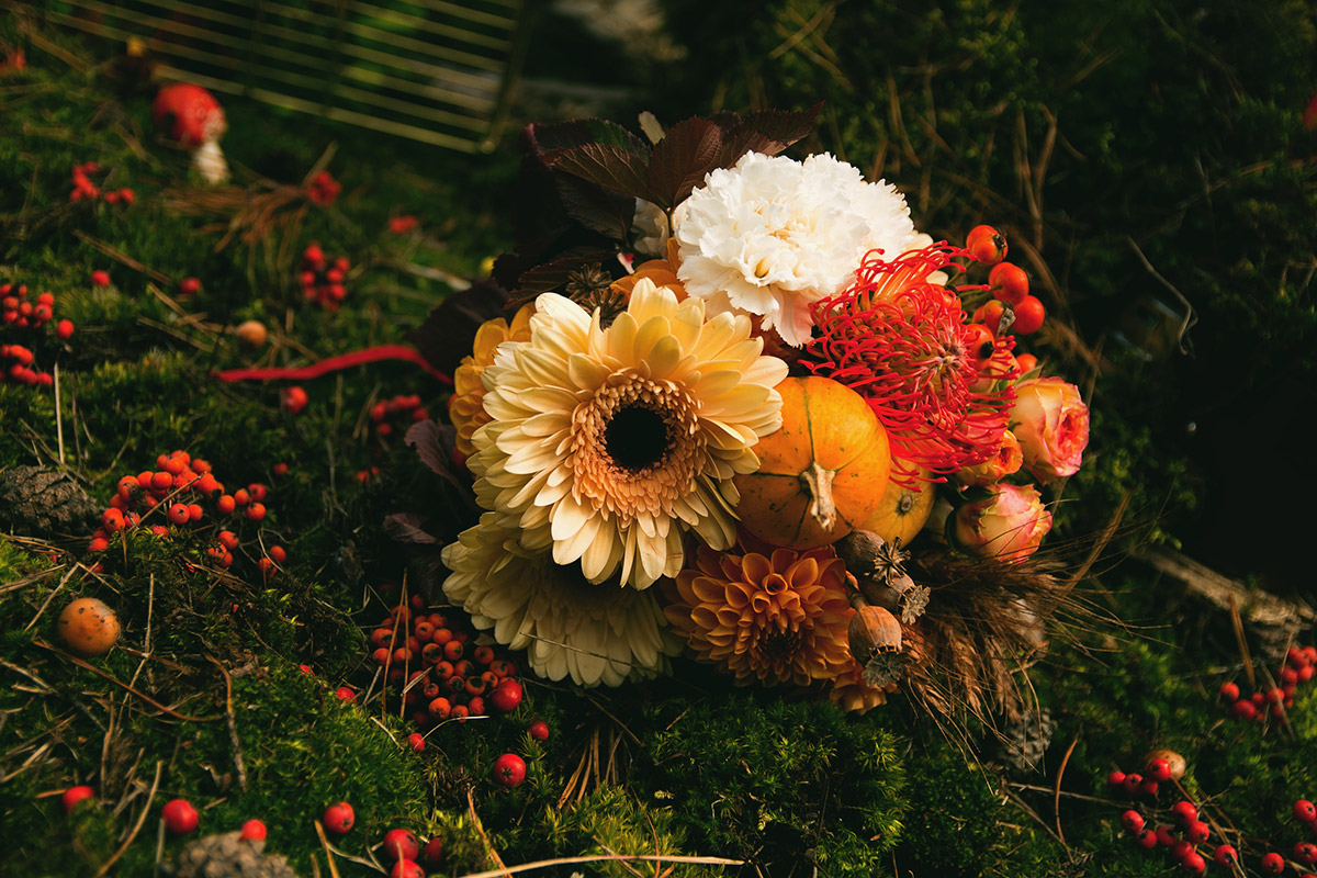 podzimní svatební kytice