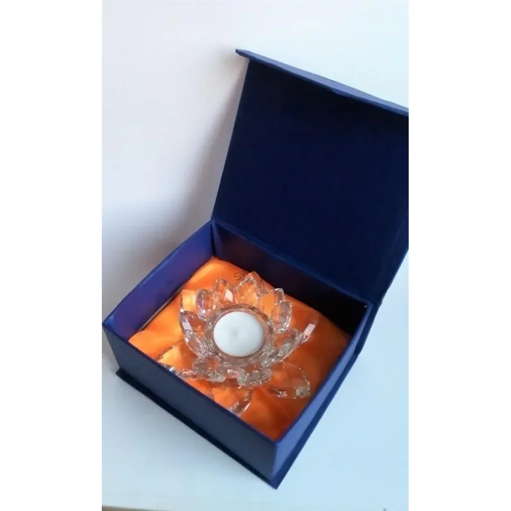 Křišťálový lotus svícen 14 cm