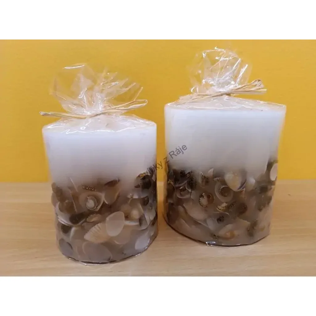 Svíčka válec mušle bílá 10x10 cm
