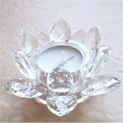 Křišťálový lotus svícen 14 cm