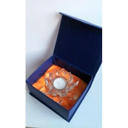 Křišťálový lotus svícen 14 cm