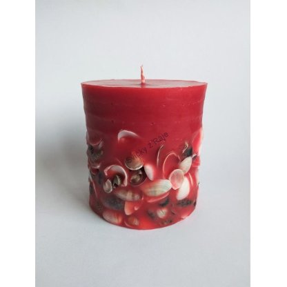 Svíčka válec mušle červená 9x9 cm