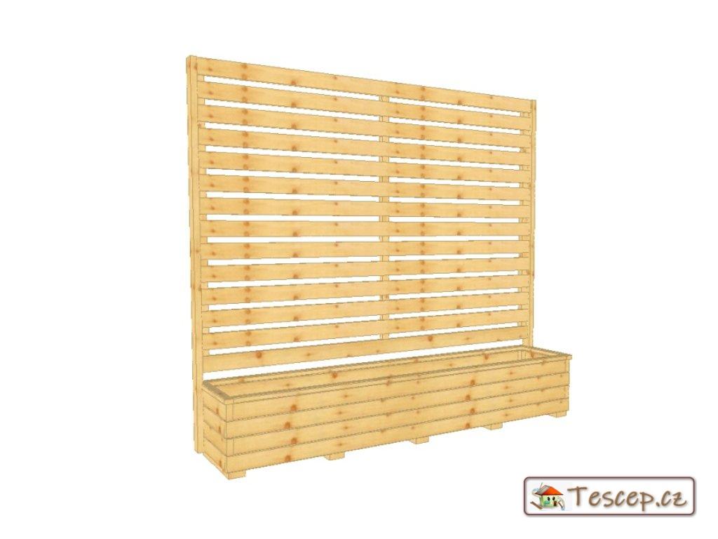 Dřevěný truhlík Áčko XL 40/200 se zástěnou Lamel 3