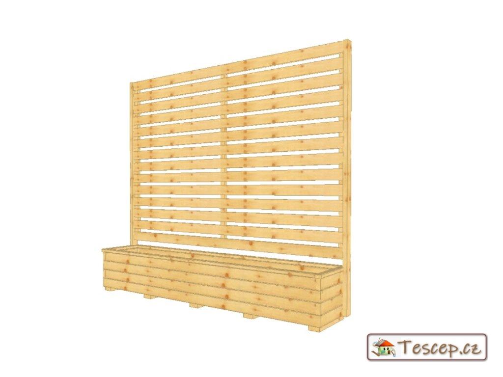 Dřevěný truhlík Áčko XL 40/200 se zástěnou Lamel 3