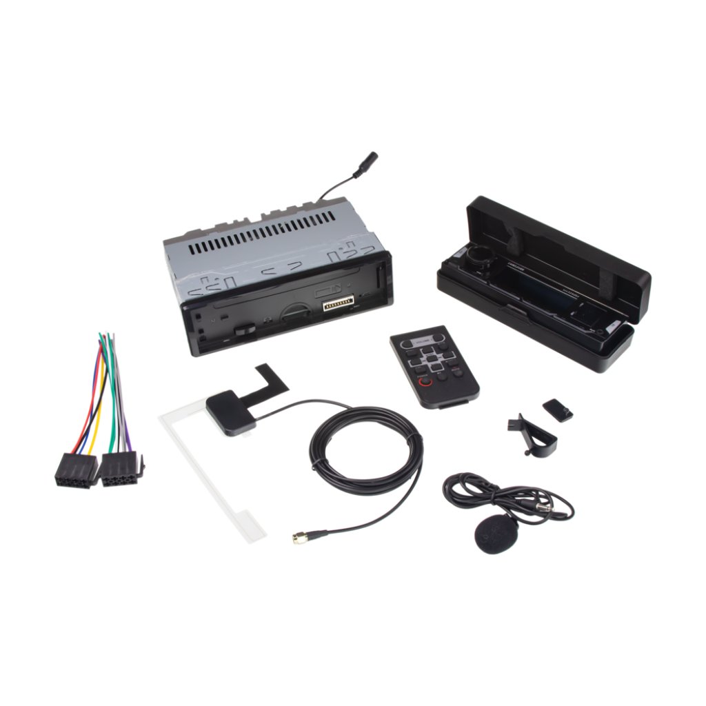 1DIN 12/24V DAB+/FM autorádio Bluetooth/USB/SD/AUX, odnímatelný panel