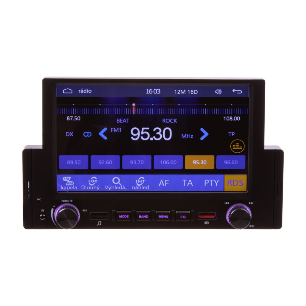 1DIN autorádio s 6,2" LCD/3x USB/Blutooth/CarPlay/AndroidAuto/Mirrorlink