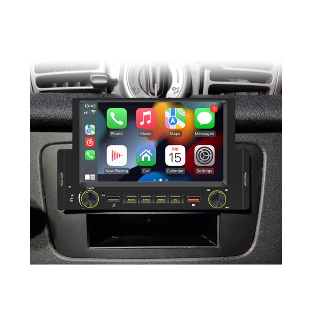 1DIN autorádio s 6,2" LCD/3x USB/Blutooth/CarPlay/AndroidAuto/Mirrorlink