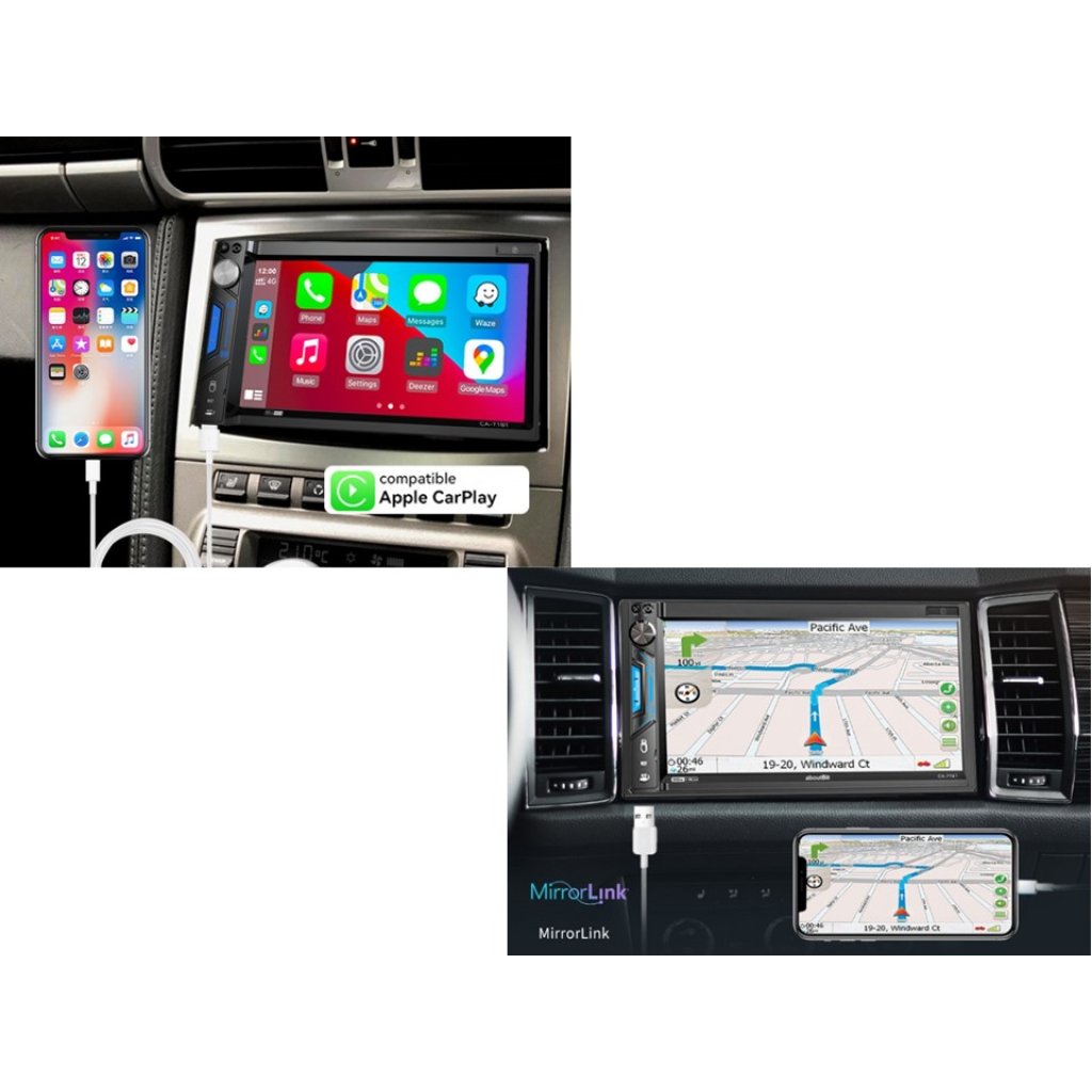 2DIN autorádio s 6,9" LCD, CarPlay, Android Auto, Bluetooth, USB, microSD, multicolor