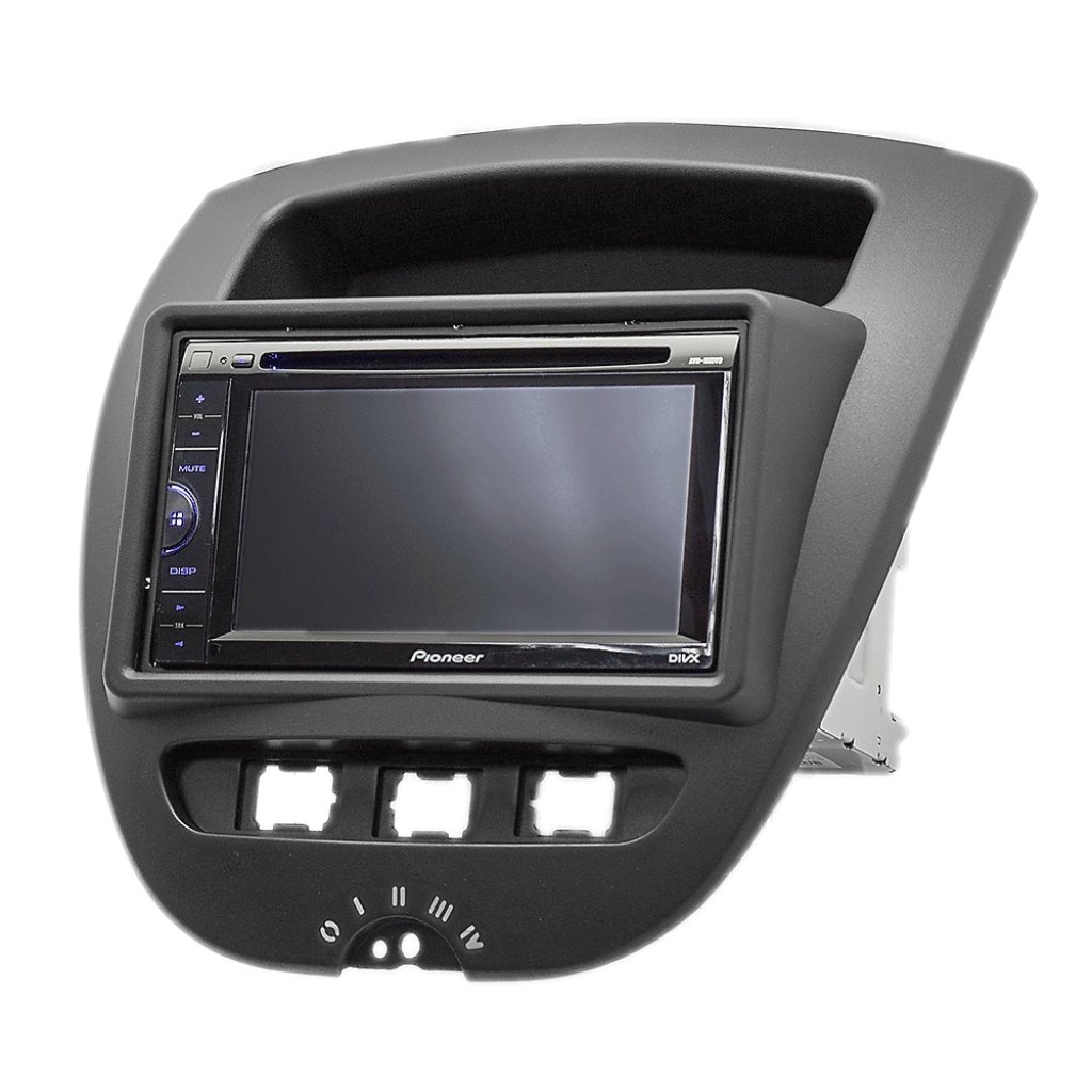 2DIN redukce pro Peugeot 107, Toyota Aygo, Citroën C1 2005-2014 černá