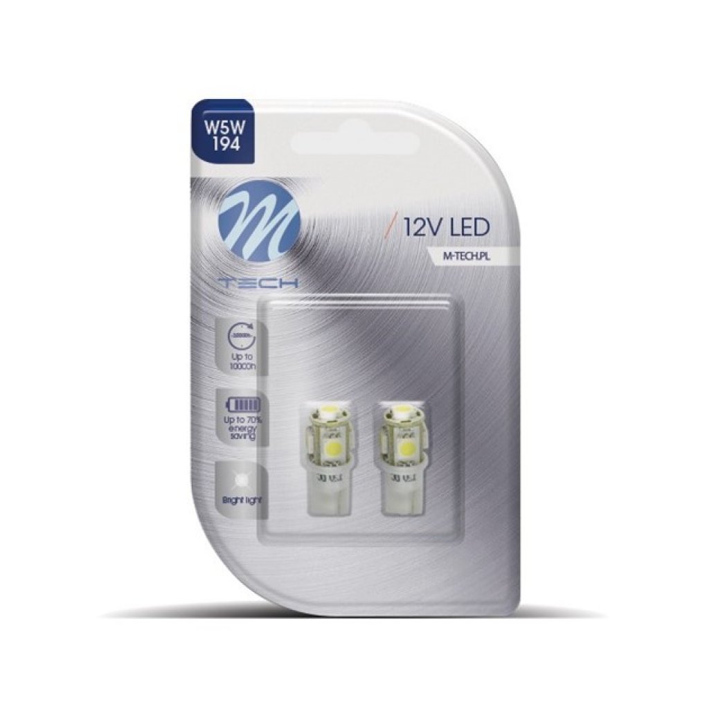 2x Dioda LED L054 - W5W 5xSMD5050 bílá LB054W, 51083