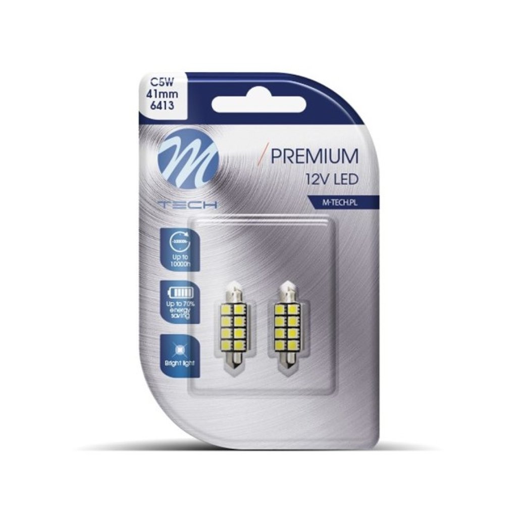 2x Dioda LED LB327W-C5W 41mm 8xSMD5050 Rad CANBUS Bílá, 51095