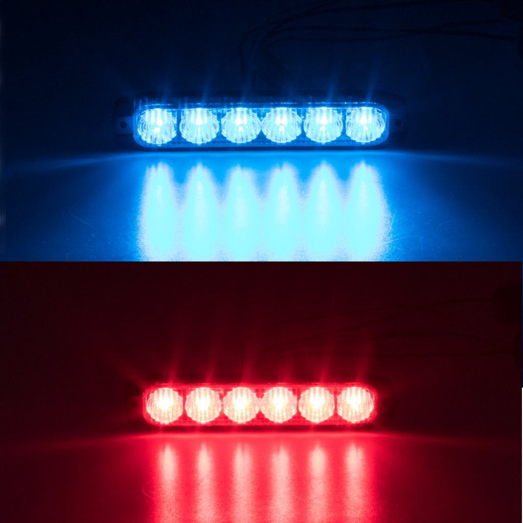 2x PROFI SLIM výstražné LED světlo vnější, červené+modré, 12-24V, ECE R65
