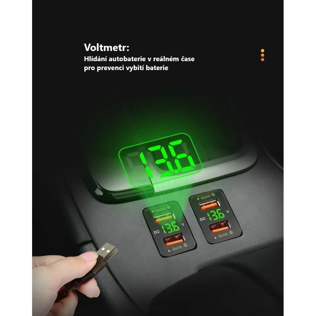 2x USB nabíječka QC3.0 s voltmetrem do Toyota