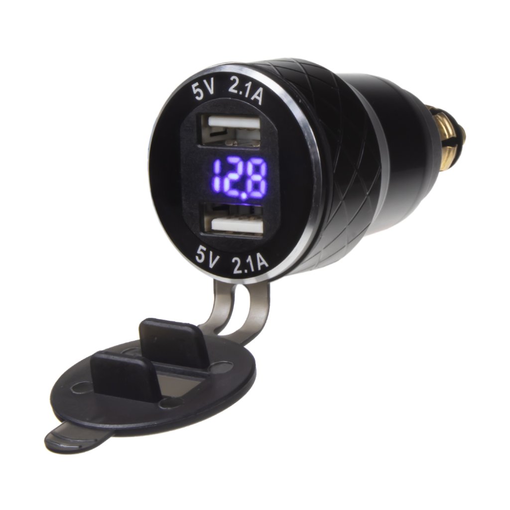 2x USB nabíječka s voltmetrem, do zásuvky DIN