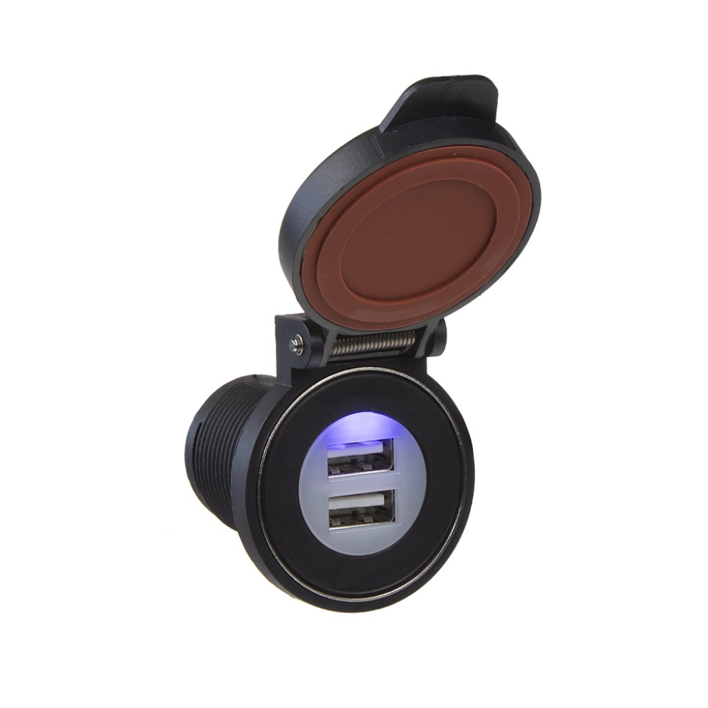 2x USB zásuvka ve voděodolném držáku 12/24V, 2x 2,4A