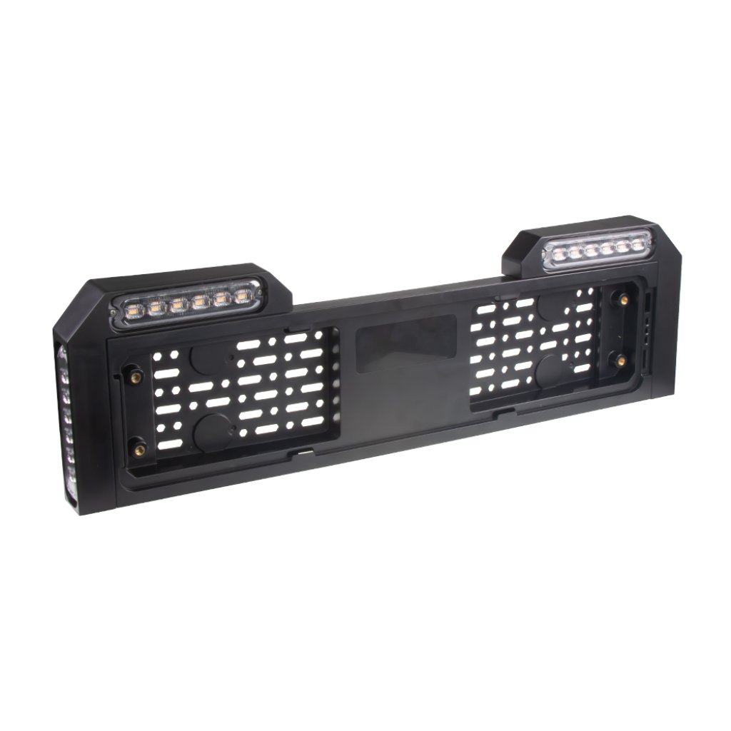 4x PREDATOR 6x4W LED pod SPZ, 12-24V, prohnutové, oranžové, ECE R65