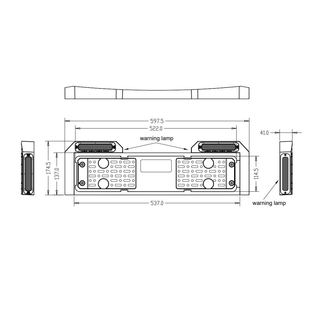 4x PREDATOR 6x4W LED pod SPZ, 12-24V, prohnutové, oranžové, ECE R65
