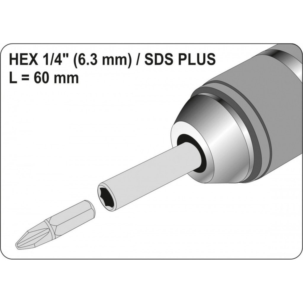 Adaptér do vrtačky SDS+ HEX 1/4" - YT-04690