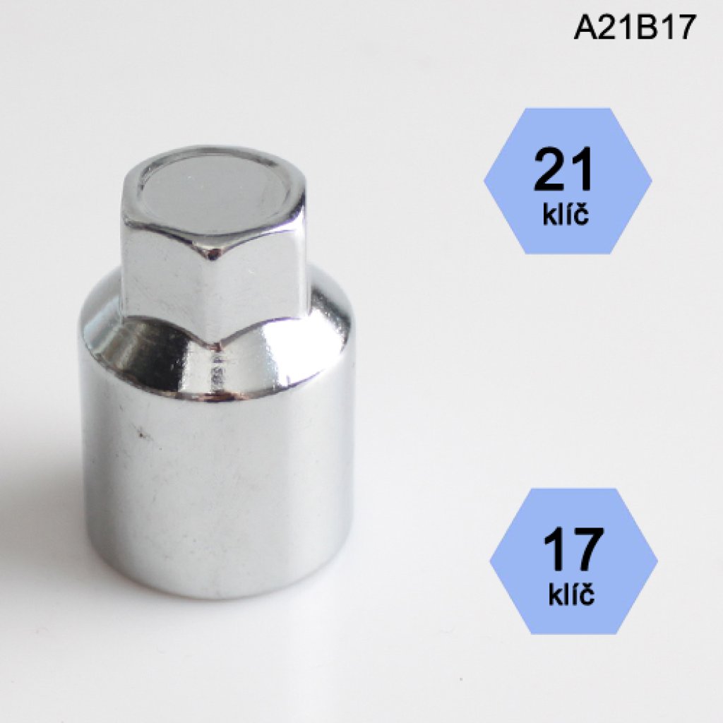 Adapter na kolové šrouby, matice (A21B17); klíč 21mm, kolový šroub nebo matice klíč 17mm