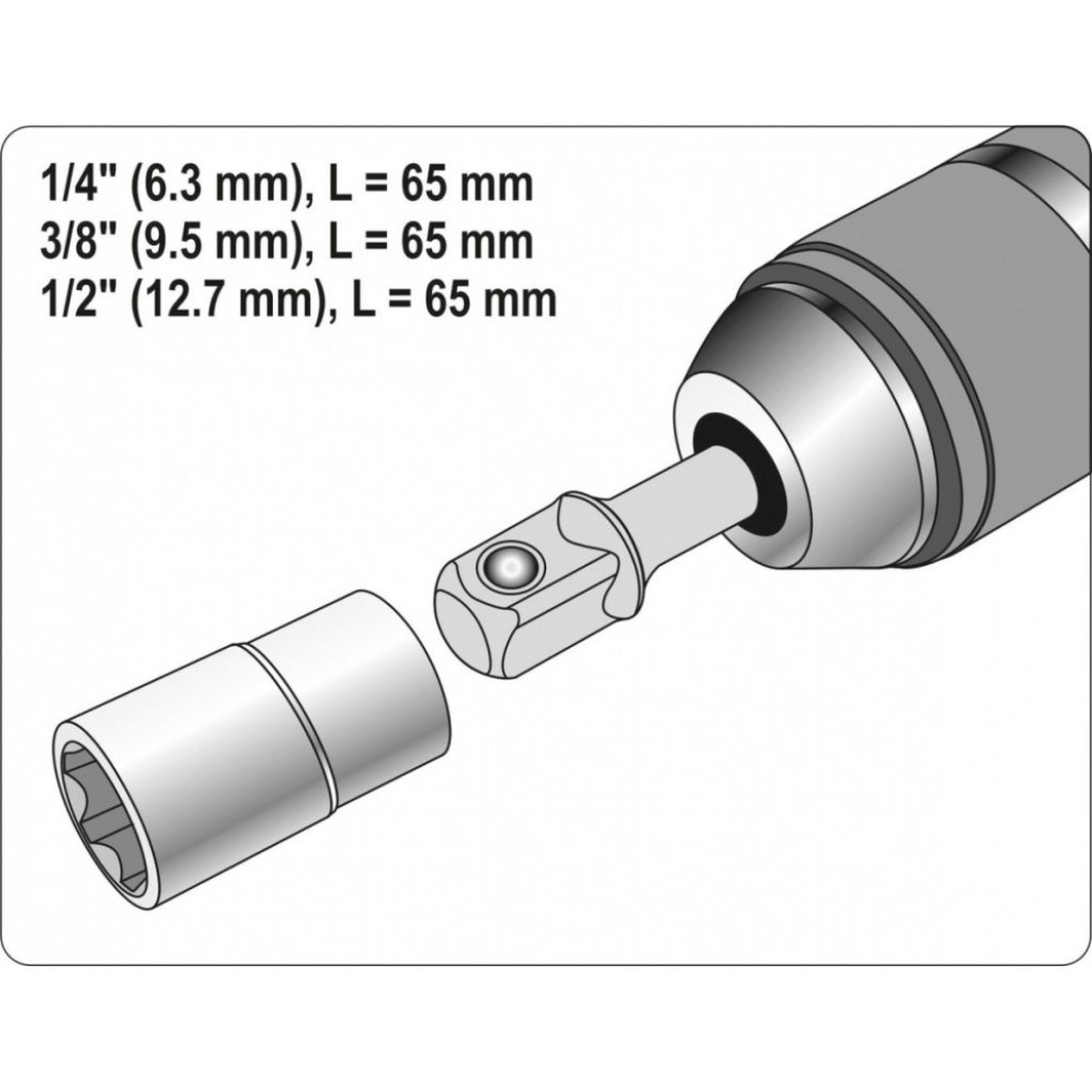 Adaptéry do vrtačky SDS+ na 1/4", 3/8", 1/2" (sada 3ks) - YT-04686
