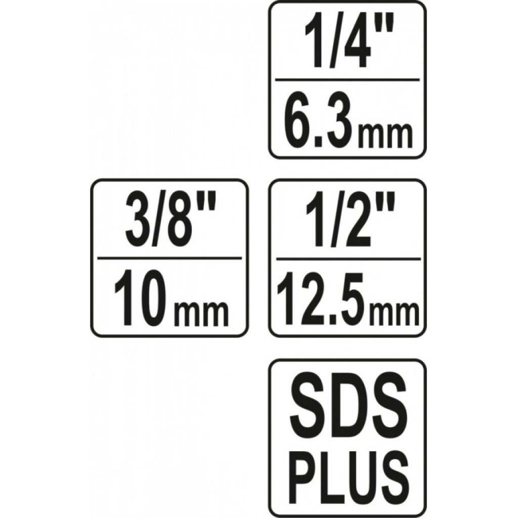 Adaptéry do vrtačky SDS+ na 1/4", 3/8", 1/2" (sada 3ks) - YT-04686