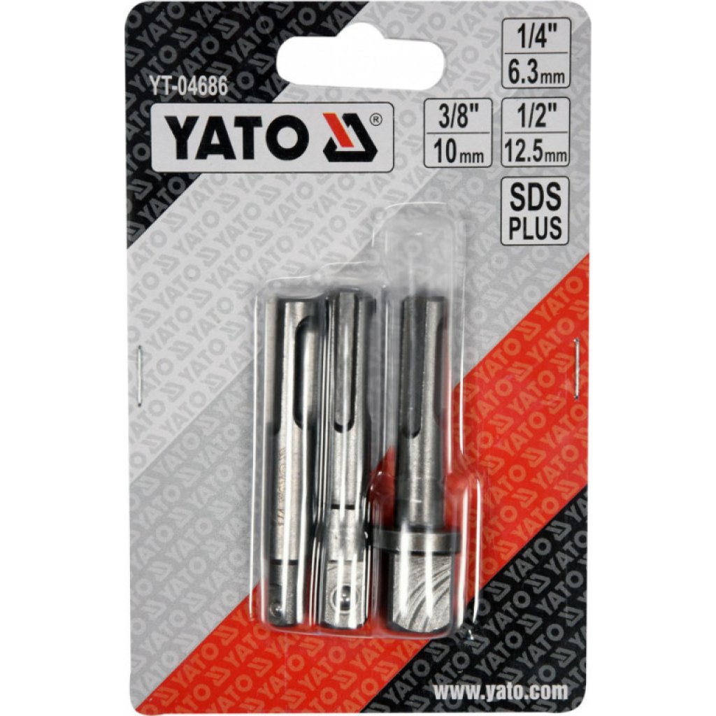 Adaptéry do vrtačky SDS+ na 1/4", 3/8", 1/2" (sada 3ks) - YT-04686