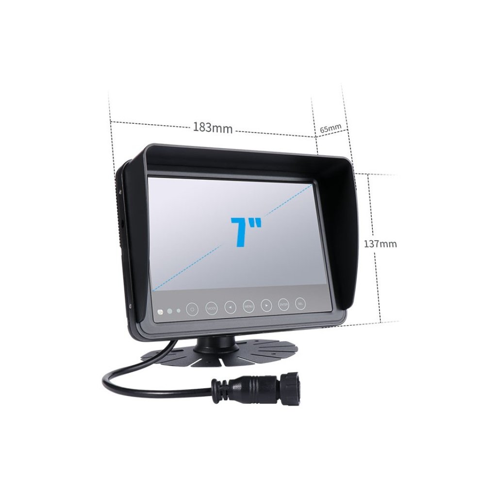 AHD set Monitor 7" prachotěsný/voděodolný/nárazu odolný, 2x4PIN vstup + kamera + 15m kabel