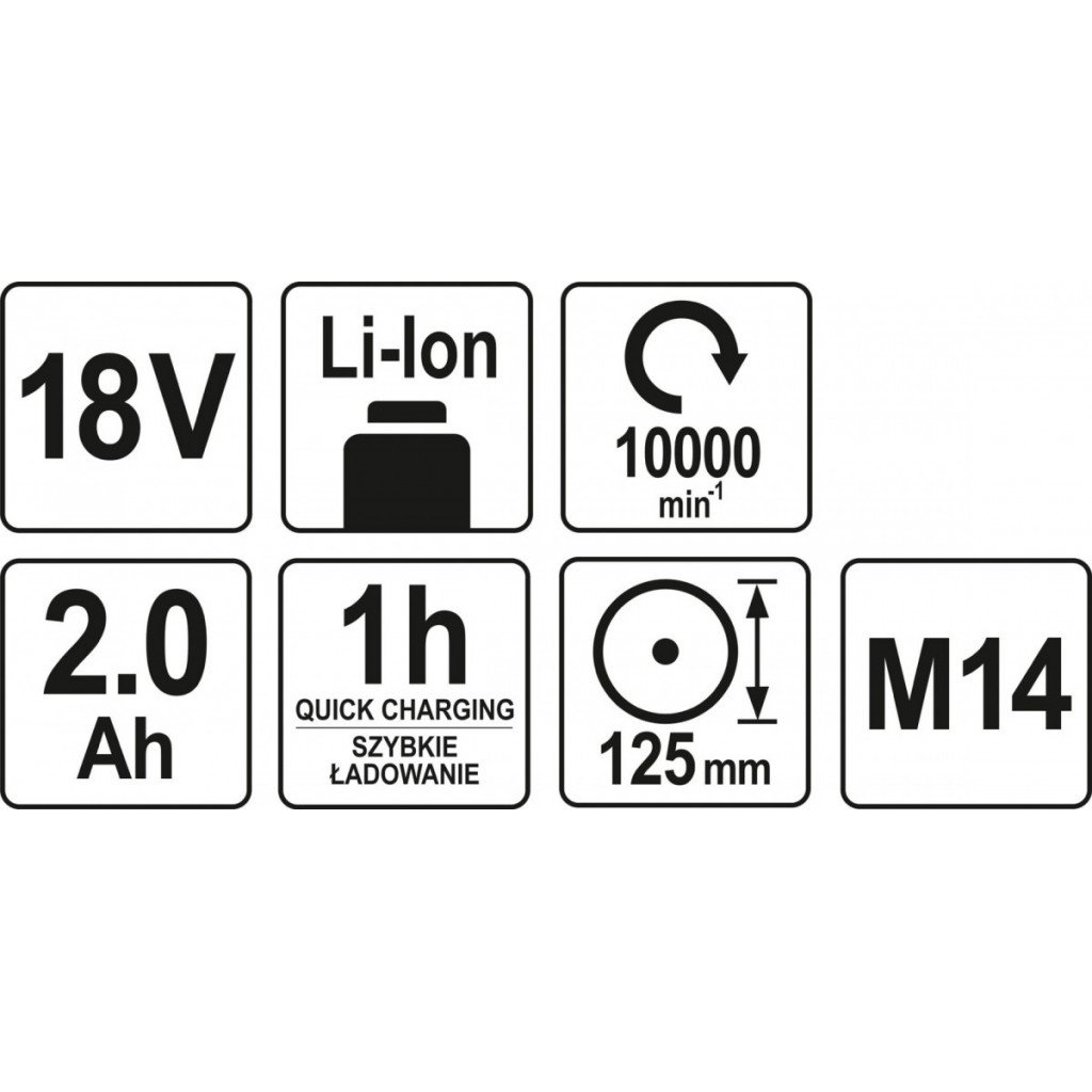 AKU Úhlová bruska 125 mm, 10000 ot./min., 18V - YT-82826