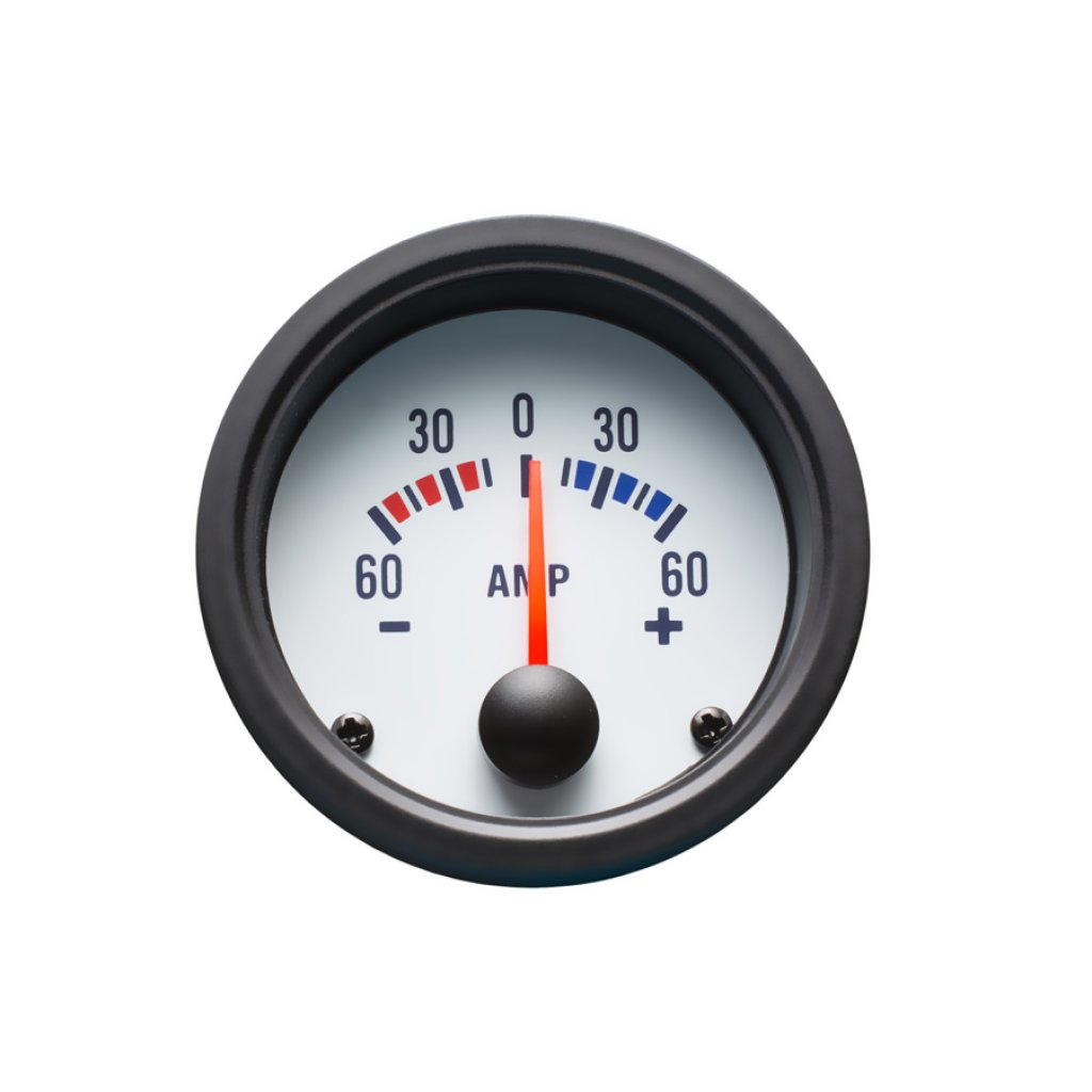 Autogauge palubní přístroj - ampermetr s bílým podkladem