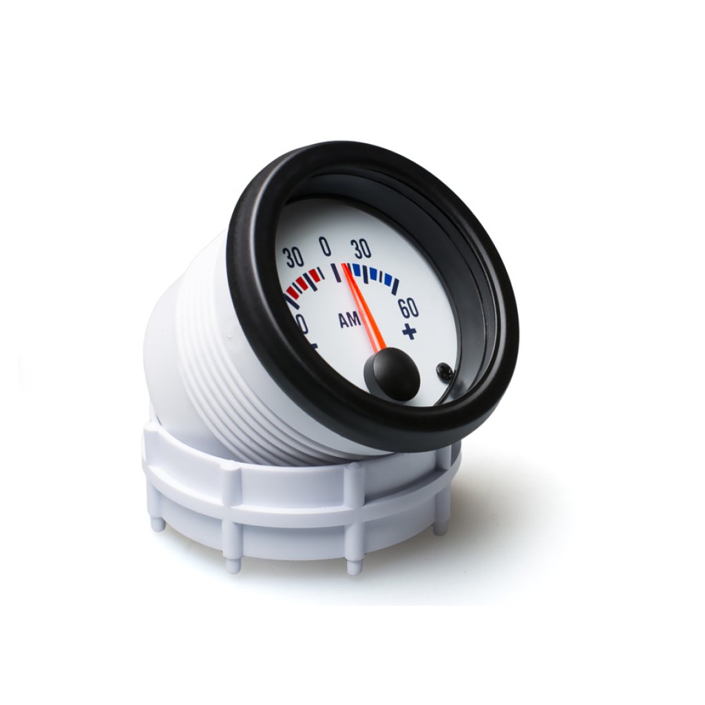 Autogauge palubní přístroj - ampermetr s bílým podkladem