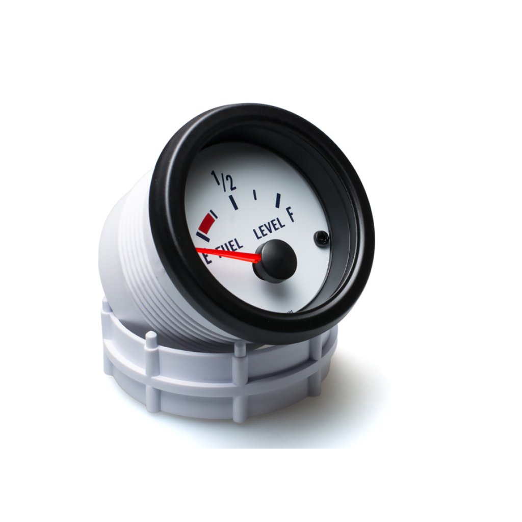 Autogauge palubní přístroj - hladina paliva s bílým podkladem