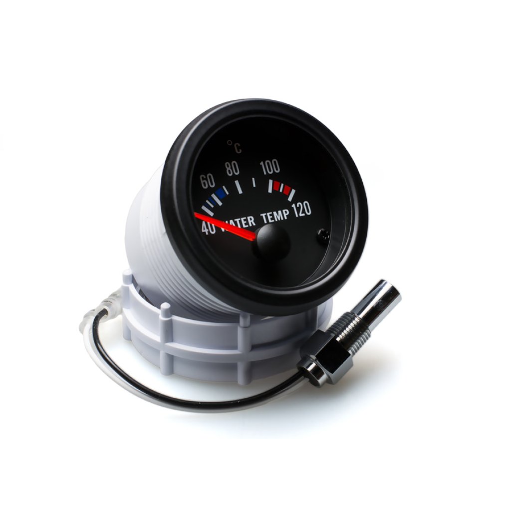 Autogauge palubní přístroj - teplota vody s černým podkladem