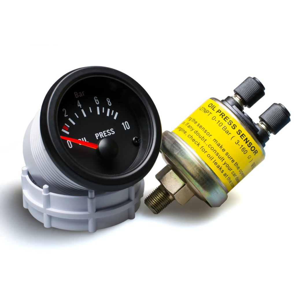 Autogauge palubní přístroj - tlak oleje s černým podkladem
