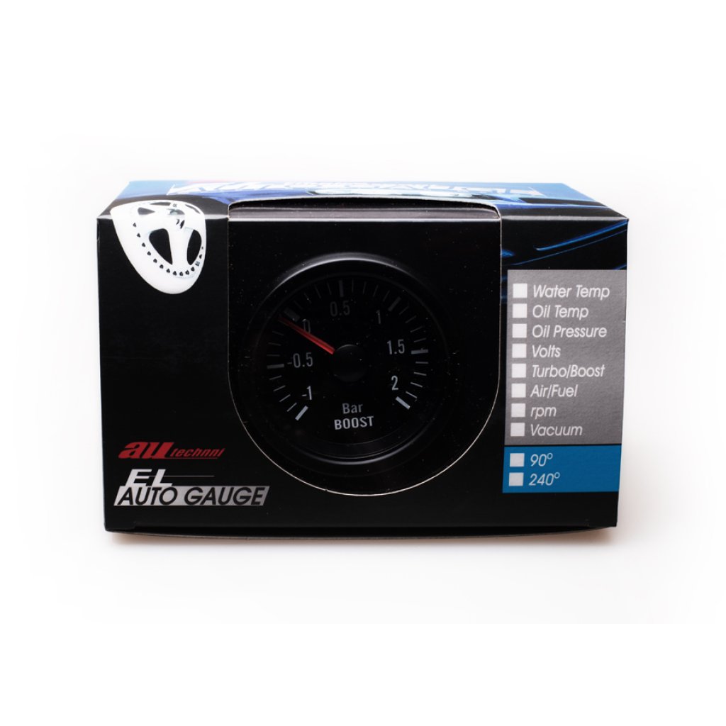 Autogauge palubní přístroj - tlak turba s černým podkladem