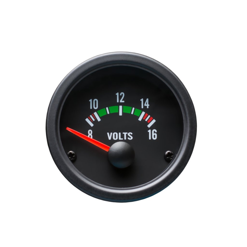 Autogauge palubní přístroj - voltmetr s černým podkladem