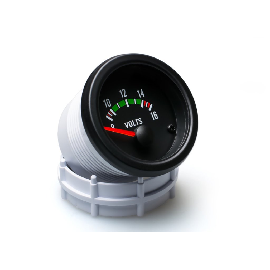 Autogauge palubní přístroj - voltmetr s černým podkladem