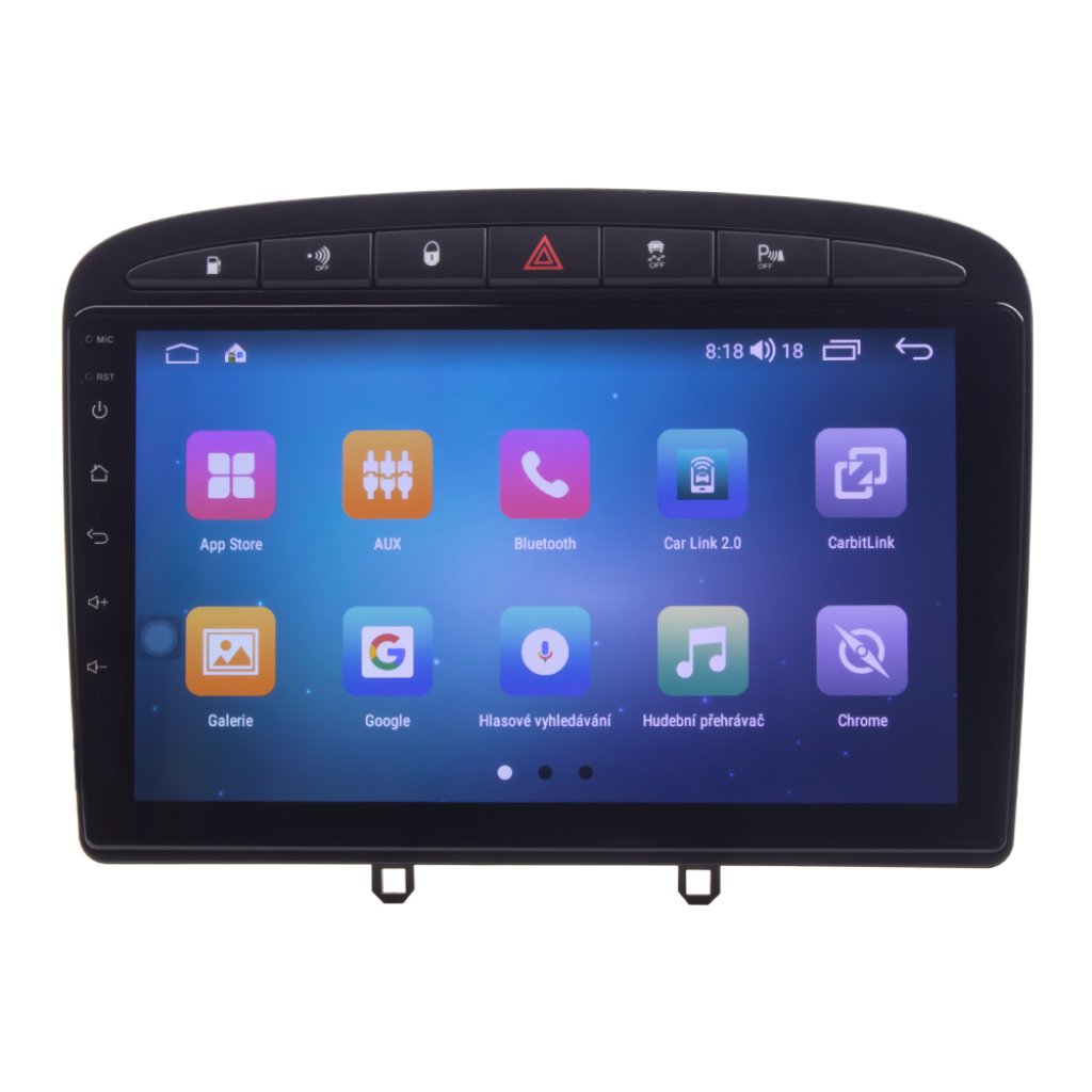 Autorádio pro Peugeot 308, 408 s 9" LCD, Android, WI-FI, GPS, CarPlay, Bluetooth, 4G, 2x USB