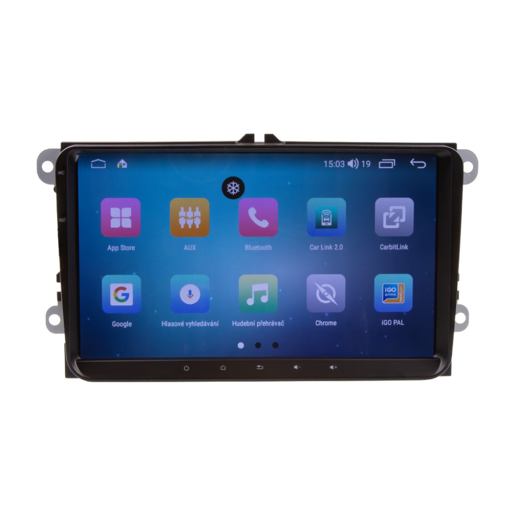 Autorádio pro VW, Škoda s 9" LCD, OS Android, WI-FI, GPS, CarPlay, Bluetooth, 2x USB, 4G